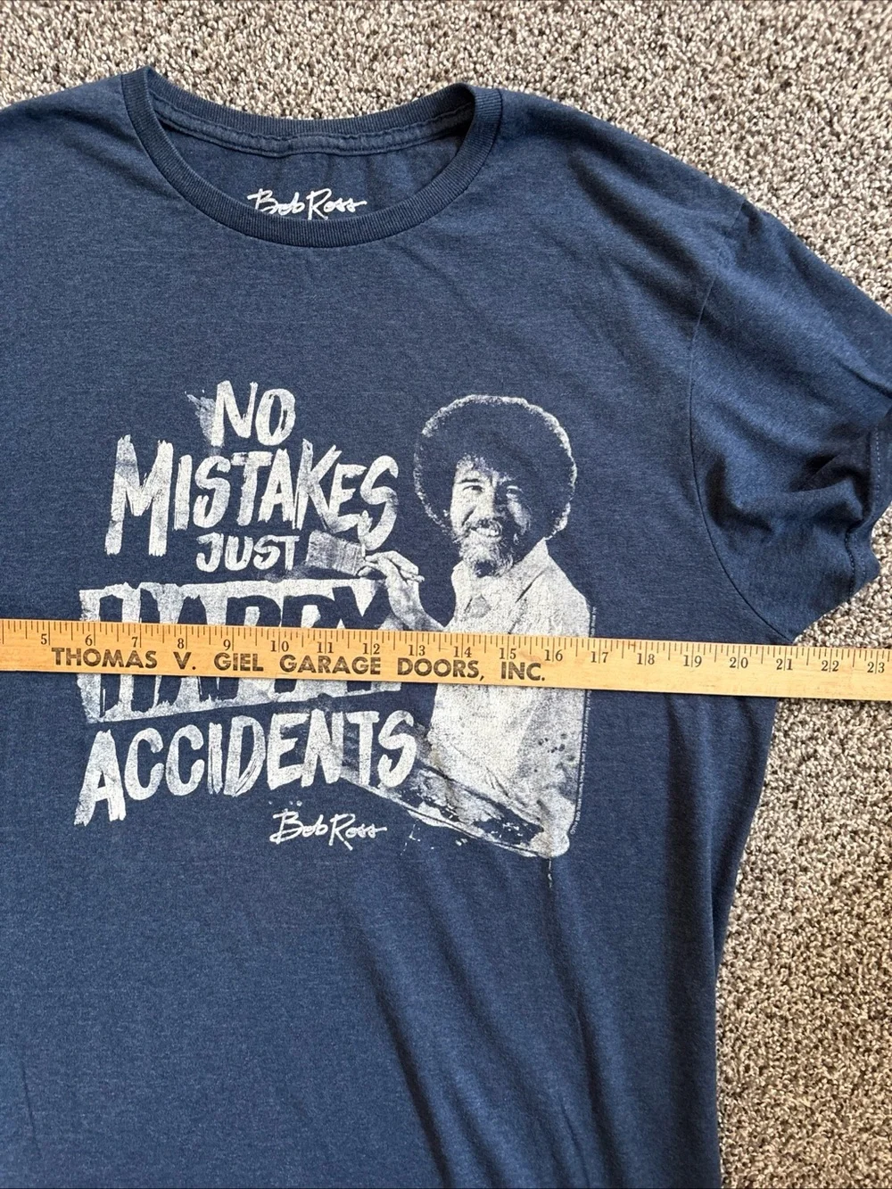 Bob Ross No Mistakes Just Happy Accidents Graphic T-Shirt Large Graphic Print
